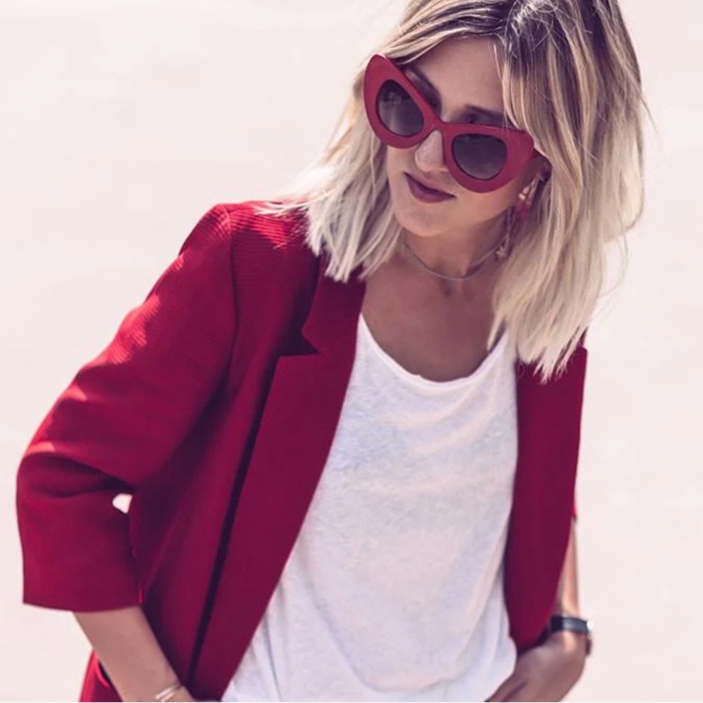Retro Red Mod Super Trendy Women's Fashion Cat Eye Sunglasses 100% UV Protection